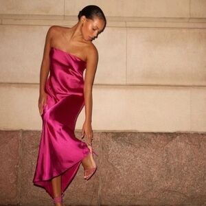 Dynamite RSVP limited edition collection: satin hot pink maxi dress